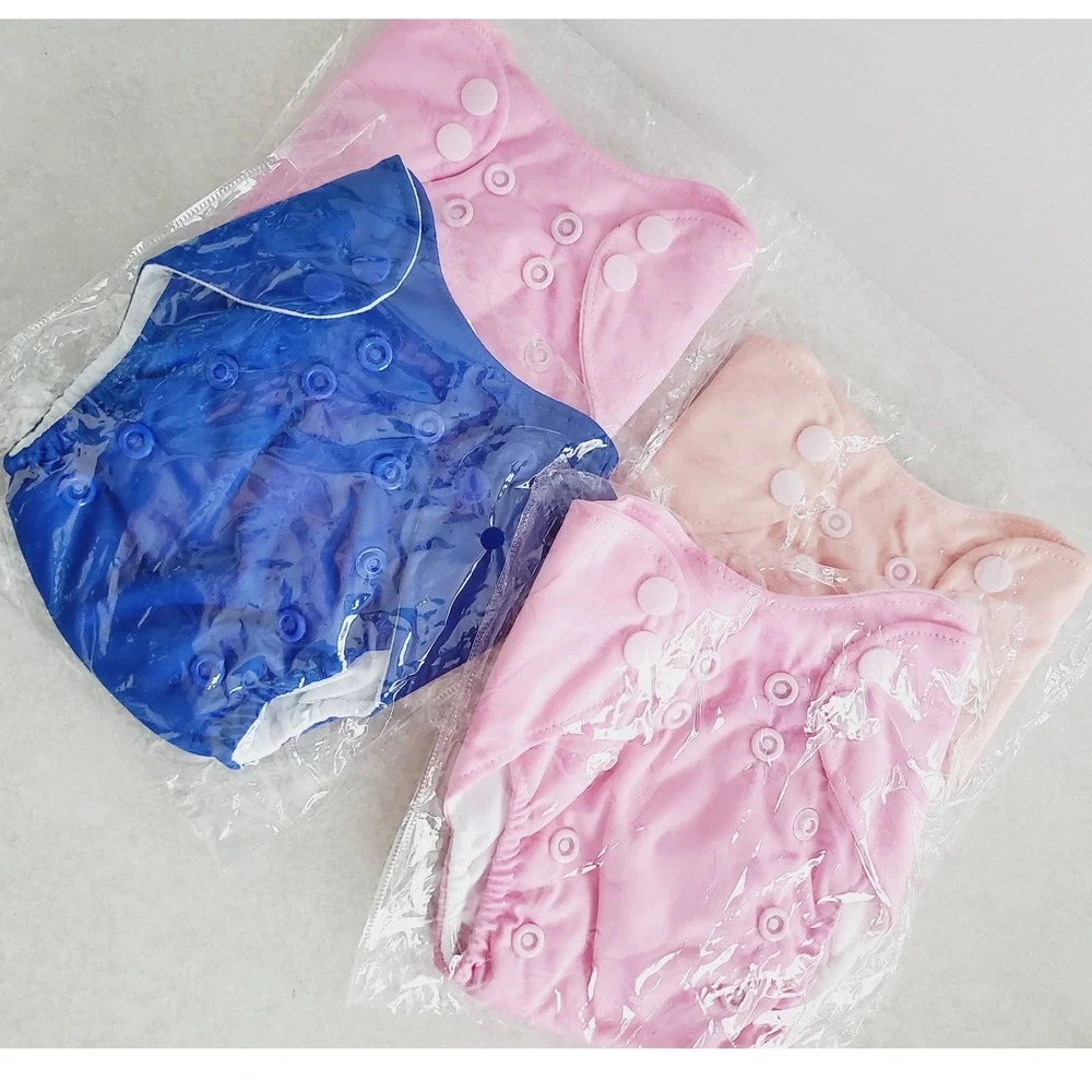 Cloth Pocket Diaper Set Pink Blue Peach Reusable Adjustable Newborn
